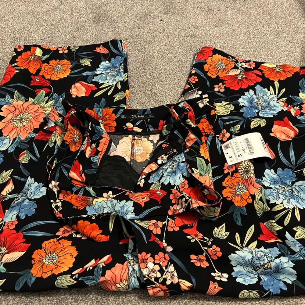 Zara Floral Wide Leg Pants